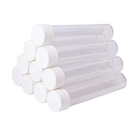 12Pcs 25ml Plastic Test Tubes with Screw Caps Refillable Small Bottle Seal Cap Sample Containers for Scientific Experiments DIY Crafts Party Favours Spices Beads Candy Storage Lab Vials