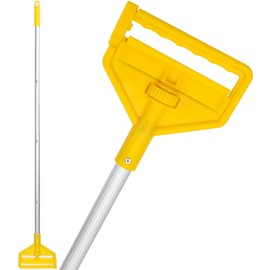 VOUBIEN Commercial Mop Handle Heavy Duty,60" Industrial Mop Stick,Wet Mops Head Replacement Holder for Professional/Industrial Floor Cleaning, Yellow