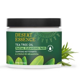 Desert Essence Tea Tree Oil Facial Cleansing Pads - Makeup Remover, Facial Cleanser & Toner with Organic Lavender & Chamomile - Travel-Friendly Personal Wipes for Clarifying Skin Care - 50 Pads