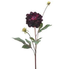 26" Handwrapped Silk Garden Dahlia Flower Spray -Eggplant (Pack of 12)