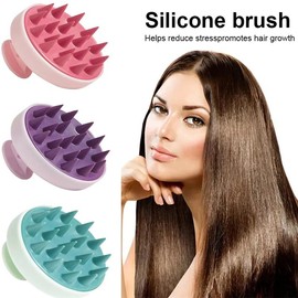 Silicone Shampoo Brush Head Scalp Massage Comb Hair Washing Comb Body Massage Brush Bath Shower Brush Salon Hairdressing Tool - Color: Pink