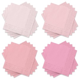 Whaline 200Pcs Pink Cocktail Napkins 5 Inch Disposable Paper Napkins 4 Colors Beverage Napkins for Home Party Table Decoration Supplies