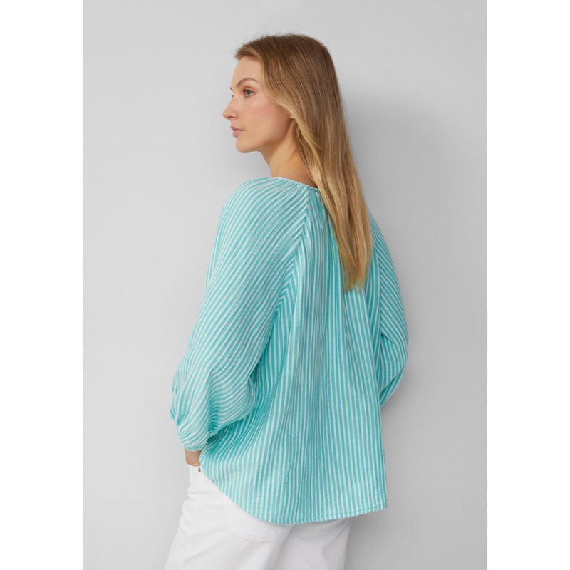s.Oliver Raglan Sleeve Ruffle Muslin Blouse, turquoise