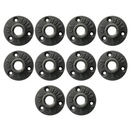 10 PACK 3/4" 3 Holes Floor Flange, Rustic Industrial Black Malleable Iron Floor Flange For Pipe Shelf Furniture Home Decor