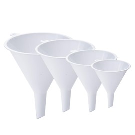 Rocky Mountain Goods Plastic Funnel Set of 4-2” to 5” Funnels for Filling Bottles, Kitchen Use, Car Oil, Gas, Jars, Chef- Small, Medium, Large