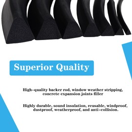 Autrends Backer Rod 1-3/8 Inch, Concrete Expansion Joint Filler, Flexible Foam Rubber Seal - Weather Stripping, Repair Replacement Concrete Crack Repair, Driveway Crack Filler, 16.5 Feet