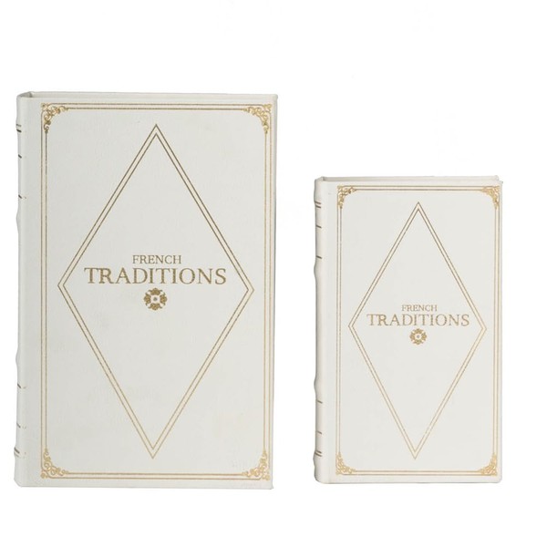 LOPOO Set of 2 Decorative Book Boxes, Faux Leather Cover,