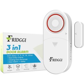FRIDGGI 3in1 Alarm Door Alarm With Delay 80 To 120 Db Close Door Reminder Time Delay Doo