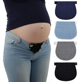 Jravezt Waist Extender, Adjustable, Pregnancy Bands, Set of 4 Pregnancy Long Pants Extender, Maternity Pants Extender, For Postpartum Moms, Waist Circumference: Elastic Pants Waist, Adjustable Elastic