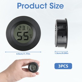Reptile Thermometer Hygrometer, Digital hygrometer thermometer Gauge for Incubators Breeding Boxes Terrariums Hygrometer for Lizards Spiders Tortoises, Switchable Celsius/Fahrenheit Black (3)