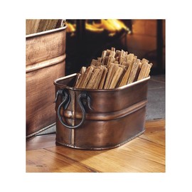 Plow & Hearth Copper-Finished Steel Oval Tub with 5 Lbs. of Fatwood