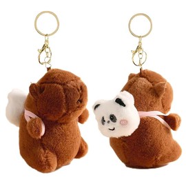 WALXINK Capybara Cute Plush Keychains with Panda Backpack for Women Girls Gifts Charms for Bag Purse Handbags Car Keys Cute Stuff Handbag Accessory ﻿