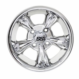 GTW Godfather - 10 Inch Aluminum Golf Cart Wheel 10x7 | 4-4 Bolt | 3:4 Offset (Chrome)