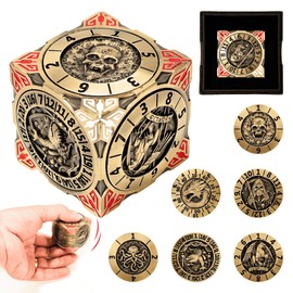 Froggod Roulette Dice Spinner 7-in-1 Metal DND Dice Set with 3D Relief – Mechanical DND Spinner for Dungeons and Dragons Gifts, DM & Players(Copper)