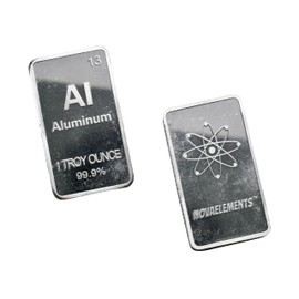 Aluminium bars, aluminium metal ingots, aluminium metal, 1 troy oz, 31.1 grams, aluminium metal for collection of elements and inlays