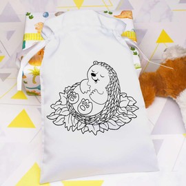 Azeeda 25cm 'Sleeping Hedgehog' Satin Drawstring Bag/Pouch (SB00010253)