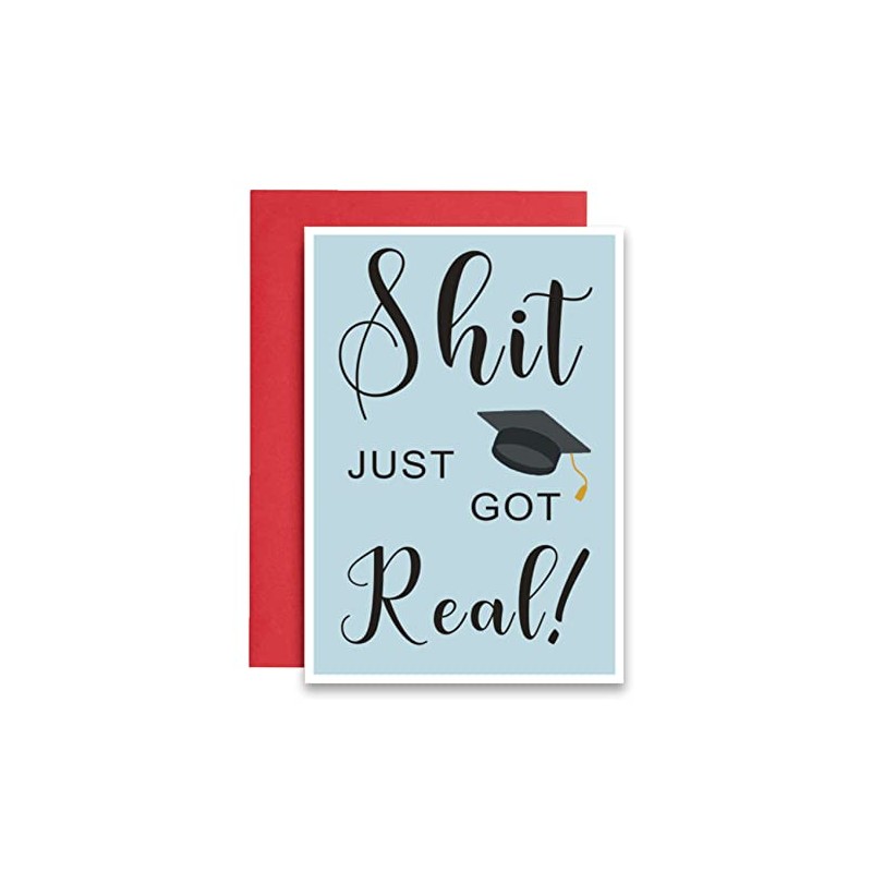 Hilarious Just Got Real Graduation Card, Humorous Graduate Hat Card