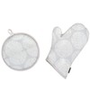 Style Decor W3301720 Mitten Set, Fleur, Gray, Bouquet, Simple, Stylish, Gloves, Kitchen, Heat Resistant, Trivet