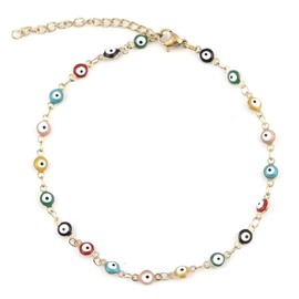 AT Jewellery - Multi-Colour Evil Eye | Gold Ankle Chain Anklet