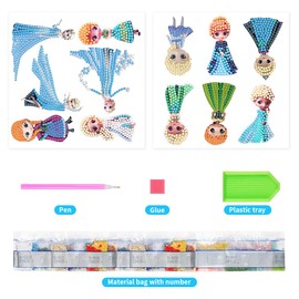 Cartoon Diamond Painting Set Children, 12 Pieces Diamond Painting Stickers Girls, DIY Princess Stickers, Crystal Art Buddies with Tools, Anime Diamond Painting for Children, Toy Gifts