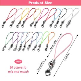 100Pcs Clasp Cords, Lobster Clasp Lanyard, Key Fob, Wrist Lanyard, Mixed Color, for Cellphone Cases Keychain DIY Jewelry Making