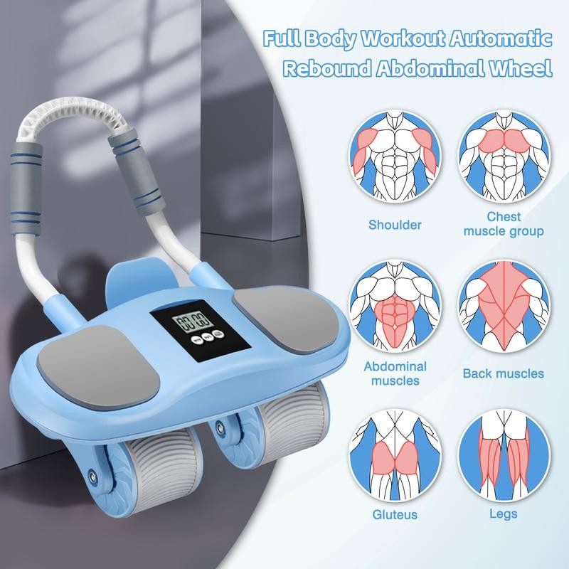 Automatic Rebound Ab Roller Wheel with Elbow Support - PVC,