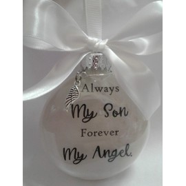 Son Memorial Christmas Ornament Sympathy Gift with Angel Wing Charm