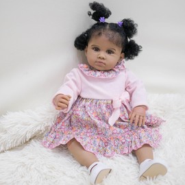 KOKOMANDY Lifelike Reborn Baby Doll Black Girls 24 inch Soft Body African American Realistic Toddler Dolls That Look Real Life Cute Birthday Gifts for Age 6 Year Old Girls