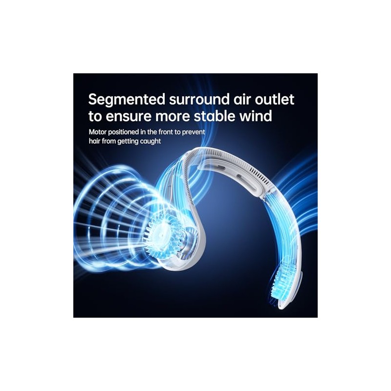 JISULIFE Portable Neck Fan - Hands-Free Bladeless Cooling Device