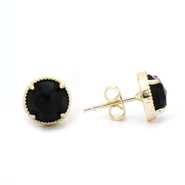 Gempires Black Spinel Gemstone Stud Earrings Lightweight Hypoallergenic Gold Plated Timeless Jewelry for Women Perfect for Everyday Formal Events Elegant Gift for Her