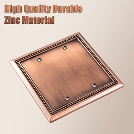 Henne Bery Sunken Pearls Heavy Duty Decorative Wall Plate Switch Plate Outlet Cover (Double Blank, Antique Copper)