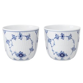 Royal Copenhagen 1062453 Blue Fluted Plain Cup Pair, Height Approx. 2.4 inches (6 cm), Wedding Gift