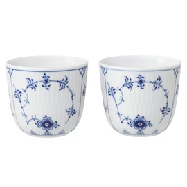 Royal Copenhagen 1062453 Blue Fluted Plain Cup Pair, Height Approx. 2.4 inches (6 cm), Wedding Gift