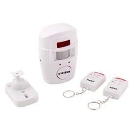 Mini allarme con rilevatore di presenza e due telecomandi. Bianco