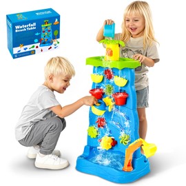 VEVOR Sand and Water Table for Toddlers, Double-Sided Kids Activity Waterfall Playset with 37PCS Accessories, Kids Activity Sensory Table, Outdoor Summer Sand Water Play Table for 3+ Years Boys Girls