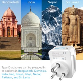 UK to India Plug Adapter with USB C | UK Safety Standards | MyTravelPal® UK to India Travel Adapter with USB-C | UK To India Adaptor For India, Sri Lanka, Nepal Etc | Type D Indian Plug Adaptor