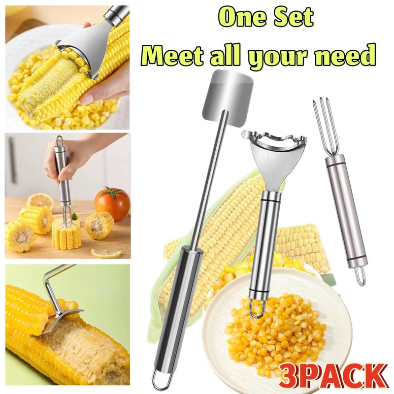 Corn Peeler 3PCS Stainless Steel Corn Peeler,Stripper Tool and Corn