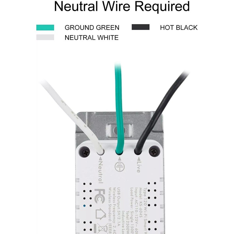 BN-LINK Wifi Smart In-Wall Electrical Outlet with USB Ports Control