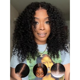 Sunber Bye Bye Knots Curly Glueless Human Hair Wig Pre cut 7x5 HD Lace Front Put On Go 3S Wear Pre Bleached Invisible Knots 150% Density Pre Plucked with Baby Hair 18Inch Pre Everything Curly Wigs