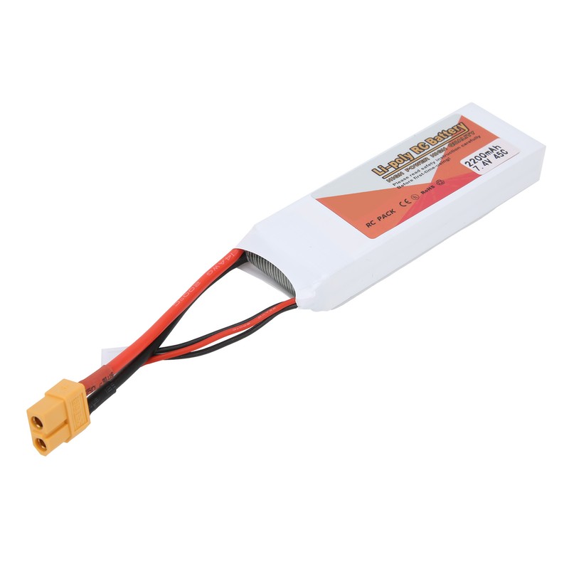 7.4V 2200mAh 2S 45C Lipo Battery Pack with XT60 Plug