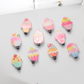 Hair Clips for Girls – 10-Pack Pink & Yellow Sweet Treats Design, Toddler Summer Hair Accessories (Ice Cream, Cupcake & Lollipop Clips)