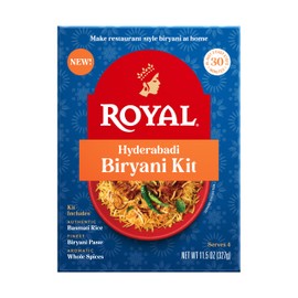 Royal Hyderabadi Biryani Kit - Authentic White Basmati Rice, Biryani Paste, and Whole Spices - 11.5 oz Box