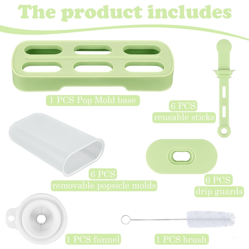 WMKGG Popsicles Molds Set, 6 PCS Ice Pop Mold,Homemade Ice