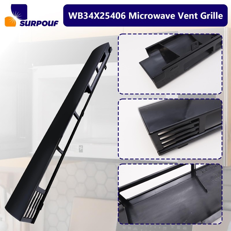 WB34X25406 wb34X25406 Microwave Vent Grille Compatible with GE， Replaces 4465386