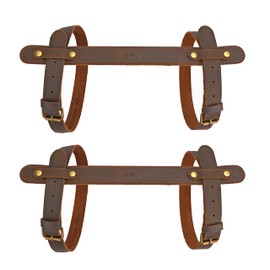 Tourbn Tourbon 2x Leather Picnic Blanket Carry Strap Camping Festival Motorcycle Bed Roll Strap Brown
