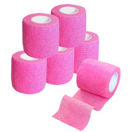 Smanzu 6 Pack 2" x 5 Yards Self Adherent Wrap Bulk Breathable Self Adhesive Vet Tape for Pets, Stretchy Sports Cohesive Bandage Wrap for Athletic, Wrist and Ankle(Pink)
