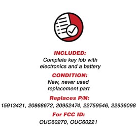 KeylessOption Keyless Entry Remote Control Car Key Fob Replacement 15913421 by KeylessOption