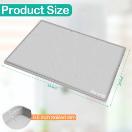 FORWOS Under Sink Mat, 34" x 22" Silicone Mats for Kitchen Waterproof, Under Sink Cabinet Organizers and Storage, Sink and Cabinet Protector, Under Sink Tray for Bathroom (Light Grey)