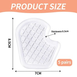 5 Pairs of Transparent Forefoot Pads, Non-Slip Insoles, Soft Anti-Wear Insoles, Foot Pads, Foot Protection Pads, Shoe Accessories