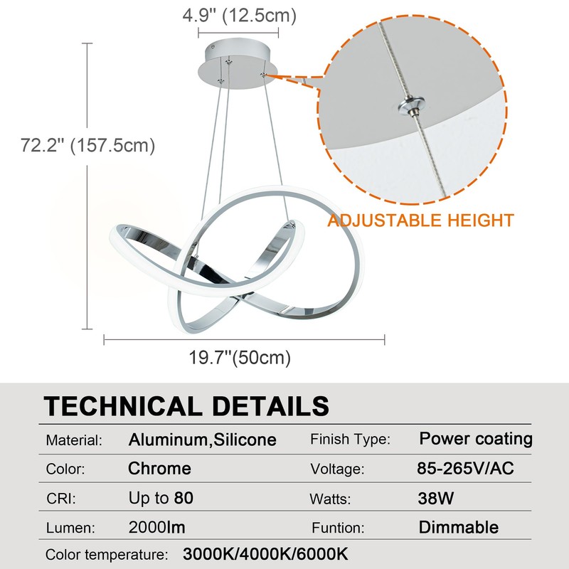 MAYNA Modern Chandelier with Remote Control, Dimmable LED Chandelier with